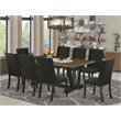 Pemberly Row 9-Piece Rubber Wood Dining Table Set in Black Finish