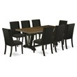 Pemberly Row 9-Piece Rubber Wood Dining Table Set in Black Finish