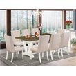 Pemberly Row 9-Piece Wood Dining Set in Linen White & Cream Finish