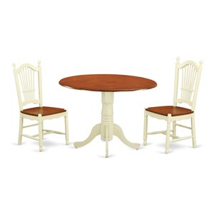 Pemberly Row 3-Piece Wood Dining Table & Chair Set in Cream & Cherry Finish