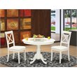 Pemberly Row 3-Piece Wood Dining Set with Leather Chairs in Linen White