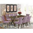Pemberly Row 9-Piece Traditional Rectangular Dining Set in Dahlia Purple