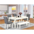 Pemberly Row 6-Piece Wood Kitchen Table Set in Linen White & Platinum Gray