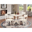Pemberly Row 5-Piece Wood Dining Set with Ladder Back Chairs in Linen White