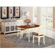 Pemberly Row 3-Piece Dining Set with Drop Leaf Table in Buttermilk/Cherry