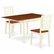 Pemberly Row 3-Piece Dining Set with Drop Leaf Table in Buttermilk/Cherry