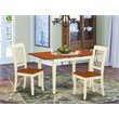Pemberly Row 3-Piece Wood Dining Set with Slat Back Chairs in Buttermilk