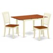 Pemberly Row 3-Piece Wood Dining Set with Slat Back Chairs in Buttermilk