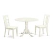 Pemberly Row 3-Piece Round Dining Set with Drop Leaf in Linen White Finish