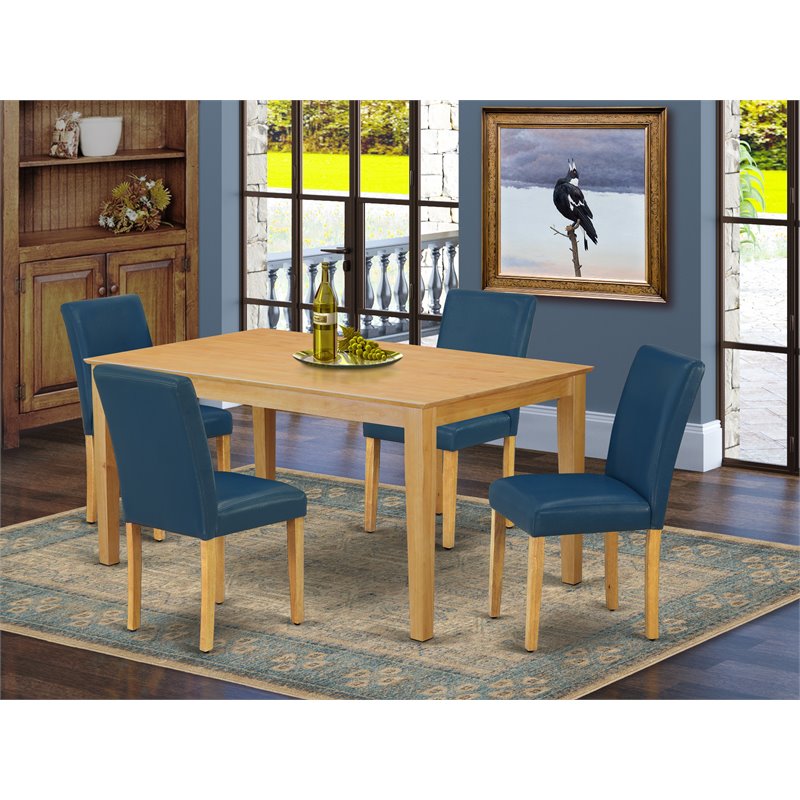 Pemberly Row 5-Piece Asian Hardwood Dining Set in Oak and Oasis