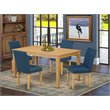 Pemberly Row 5-Piece Asian Hardwood Dining Set in Oak and Oasis