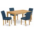 Pemberly Row 5-Piece Asian Hardwood Dining Set in Oak and Oasis