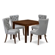 Pemberly Row 5-Piece Dining Set with Wood Table in Antique Walnut Finish