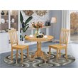 Pemberly Row Antique 3-Piece Round Wood Kitchen Table Set in Oak