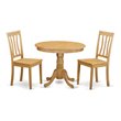 Pemberly Row Antique 3-Piece Round Wood Kitchen Table Set in Oak