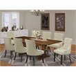 Pemberly Row 9-Piece Rubberwood Dining Set in Walnut and Light Beige