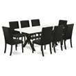 Pemberly Row 9-Piece Kitchen Set with Parson Chairs in Black and Mahogany