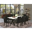 Pemberly Row 9-Piece Kitchen Set with Parson Chairs in Black and Mahogany