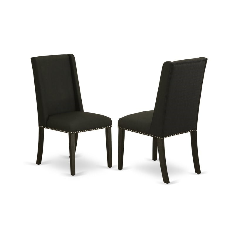 Pemberly Row 9-Piece Kitchen Set with Parson Chairs in Black and Mahogany