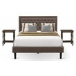 Pemberly Row 3-Piece Queen Bedroom Set with Bed and 2 Nightstands in Brown