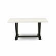 Pemberly Row V-Style 36x60in Wood Dining Table in Black and White