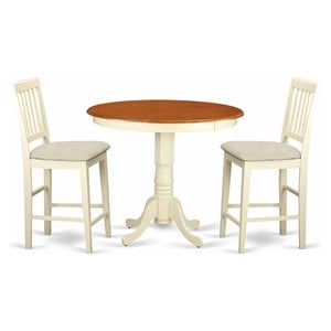 Pemberly Row 3-Piece Dining Table Set in Cherry and Buttermilk Finish
