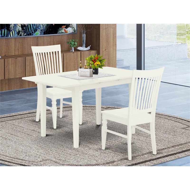 Pemberly Row 3-Piece Wood Dining Set with Rectangular Table in Linen White