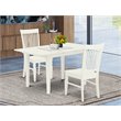 Pemberly Row 3-Piece Wood Dining Set with Rectangular Table in Linen White