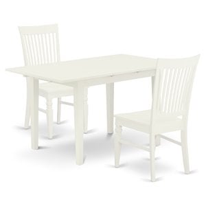 Pemberly Row 3-Piece Wood Dining Set with Rectangular Table in Linen White