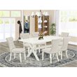 Pemberly Row 7-Piece Wood Dining Set with Table in Linen White/Doeskin