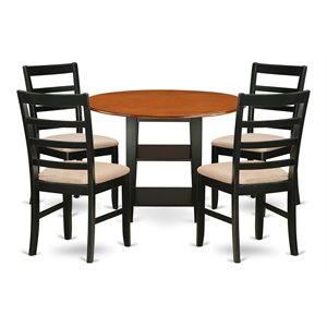 Pemberly Row 5-Piece Wood Dining Set with Drop Leaves in Black