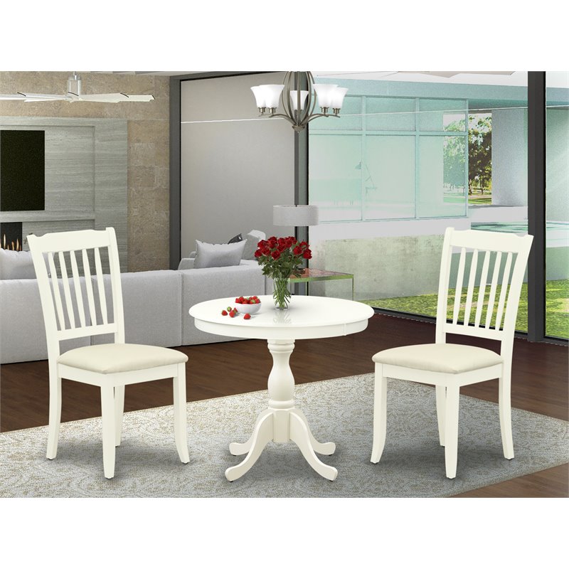 Pemberly Row 3-Piece Slatted Back Chairs and Dining Table in Linen White