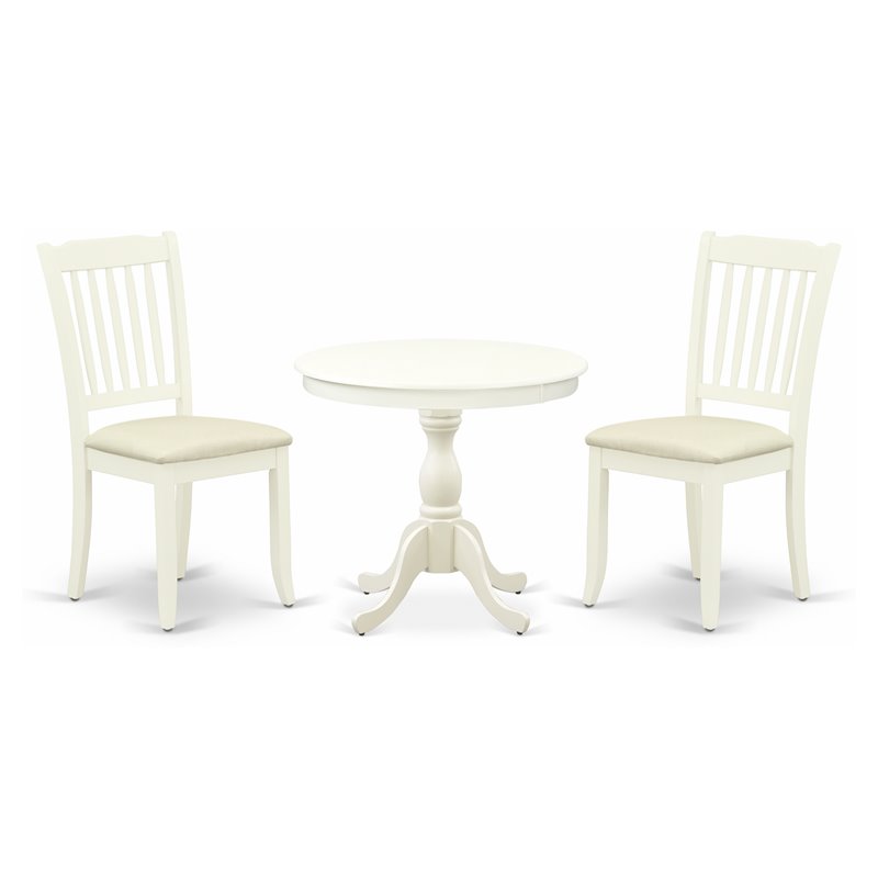 Pemberly Row 3-Piece Slatted Back Chairs and Dining Table in Linen White