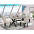 Pemberly Row 5-Piece Dining Table Set in Wood Black Doeskin Finish