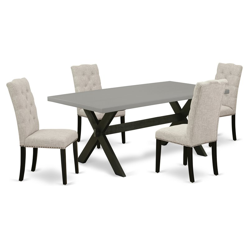 Pemberly Row 5-Piece Dining Table Set in Wood Black Doeskin Finish