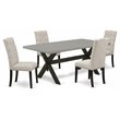 Pemberly Row 5-Piece Dining Table Set in Wood Black Doeskin Finish