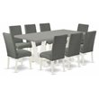 Pemberly Row V-Style 9-Piece Wood Dining Set in White and Gray