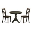 Pemberly Row Antique 3-Piece Round Wood Dining Set in Cappuccino