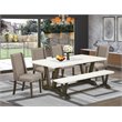 Pemberly Row V-Style 6-Piece Wood Dining Set with Multi-Color Linen Seat