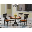 Pemberly Row 3-Piece Round Dining Set in Black and Cherry Finish