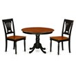 Pemberly Row 3-Piece Round Dining Set in Black and Cherry Finish
