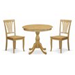 Pemberly Row 3-Piece Oak Dining Table Set with Pedestal Base and Chairs