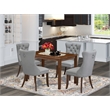 Pemberly Row 5-Piece Dining Set in Asian Wood Antique Walnut Finish