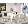 Pemberly Row 9-Piece Dining Set with Linen White Table and Doeskin Chairs