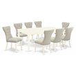 Pemberly Row 9-Piece Dining Set with Linen White Table and Doeskin Chairs