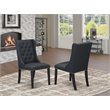 Pemberly Row 2-Piece Dining Chairs Set in Black Linen Upholstery