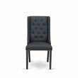 Pemberly Row 2-Piece Dining Chairs Set in Black Linen Upholstery