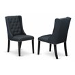 Pemberly Row 2-Piece Dining Chairs Set in Black Linen Upholstery