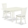 Pemberly Row 3-Piece Rubber Wood Dining Set in Linen White Finish
