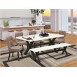 Pemberly Row 6-Piece Wood Dining Table Set in Black and Coffee Finish
